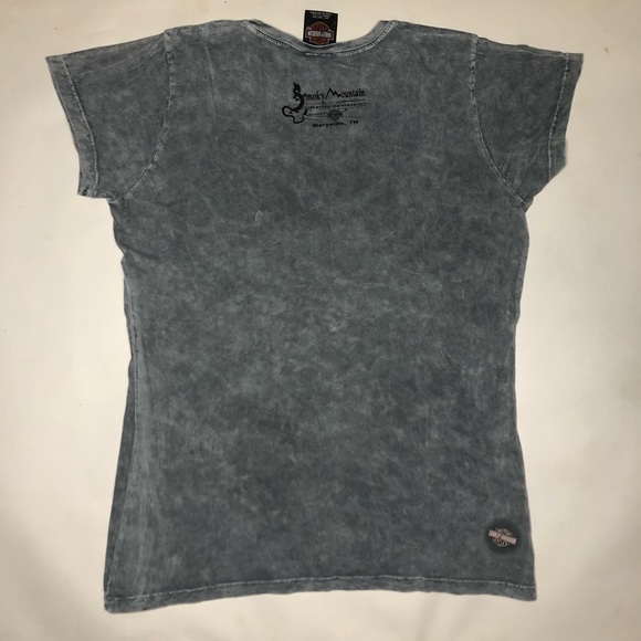 Harley Davidson heart wings t shirt blue / gray - Picture 3 of 8